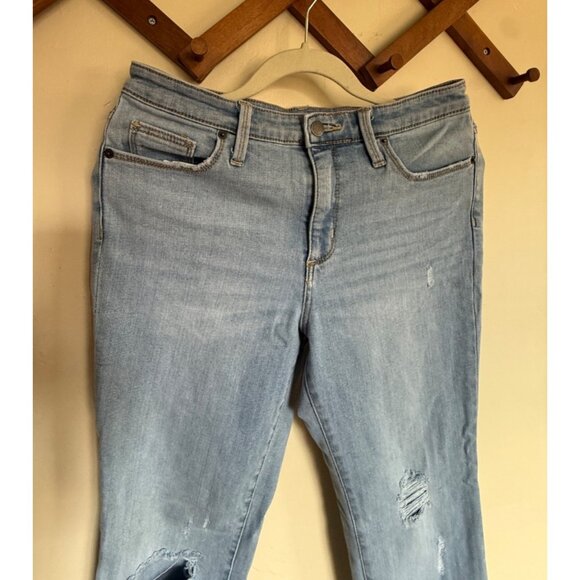 Universal Thread Jeans Women 8/29 Mid Rise Rip Straight Blue Denim Boho Stretch - Picture 3 of 11